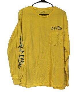 Salt Life Live Salt Mens Size Large Yellow Long Sleeve Graphic T-shirt